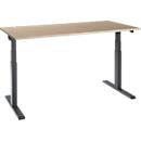 Schäfer Shop Select Schreibtisch ERGO-T 2.0, elektrisch höhenverstellbar, Rechteck, T-Fuß, B 1600 x T 800 x H 640-1300 mm, Eiche-Dekor/anthrazit