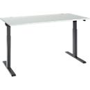 Schäfer Shop Select Schreibtisch ERGO-T 2.0, elektrisch höhenverstellbar, Rechteck, T-Fuß, B 1600 x T 800 x H 715-1205 mm, lichtgrau/anthrazit