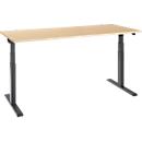 Schäfer Shop Select Schreibtisch ERGO-T 2.0, elektrisch höhenverstellbar, Rechteck, T-Fuß, B 1800 x T 800 x H 640-1300 mm, Ahorn/anthrazit