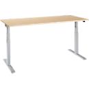 Schäfer Shop Select Schreibtisch ERGO-T 2.0, elektrisch höhenverstellbar, Rechteck, T-Fuß, B 1800 x T 800 x H 640-1300 mm, Ahorn/weißalu