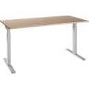Schäfer Shop Select Schreibtisch ERGO-T 2.0, Quadrat, T-Fuß, B 1600 x T 800 x H 675-895 mm, Eiche/weißaluminium