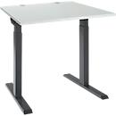 Schäfer Shop Select Schreibtisch ERGO-T 2.0, Quadrat, T-Fuß, B 800 x T 800 x H 675-895 mm, lichtgrau/anthrazit