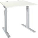 Schäfer Shop Select Schreibtisch ERGO-T 2.0, Quadrat, T-Fuß, B 800 x T 800 x H 675-895 mm, weiß/weißalu