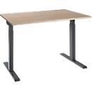 Schäfer Shop Select Schreibtisch ERGO-T 2.0, Rechteck, T-Fuß, B 1200 x T 800 x H 675-895 mm, Eiche/anthrazit