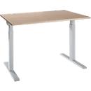Schäfer Shop Select Schreibtisch ERGO-T 2.0, Rechteck, T-Fuß, B 1200 x T 800 x H 675-895 mm, Eiche/weißalu