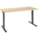 Schäfer Shop Select Schreibtisch ERGO-T 2.0, Rechteck, T-Fuß, B 1600 x T 800 x H 675-895 mm, Ahorn/anthrazit