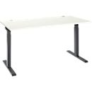 Schäfer Shop Select Schreibtisch ERGO-T 2.0, Rechteck, T-Fuß, B 1600 x T 800 x H 675-895 mm, weiß/anthrazit