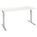 Schäfer Shop Select Schreibtisch ERGO-T 2.0, Rechteck, T-Fuß, B 1600 x T 800 x H 675-895 mm, weiß/weißalu