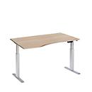Schäfer Shop Select Schreibtisch ERGO-T, elektrisch höhenverstellbar, Freiform, Ansatz links, T-Fuß, B 1800 x H 725-1185 mm, Eiche/weißalu
