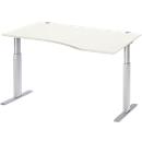 Schäfer Shop Select Schreibtisch ERGO-T, elektrisch höhenverstellbar, Freiform, Ansatz rechts, T-Fuß, B 1800 x H 725-1185 mm, weiß/weißalu