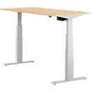 Schäfer Shop Select Schreibtisch ERGO-T, elektrisch höhenverstellbar, Rechteck, T-Fuß, B 1200 x T 800 x H 640-1300 mm, Ahorn-Dekor/weißaluminium