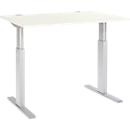 Schäfer Shop Select Schreibtisch ERGO-T, elektrisch höhenverstellbar, Rechteck, T-Fuß, B 1200 x T 800 x H 725-1185 mm, weiß/weißaluminium