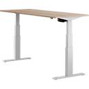 Schäfer Shop Select Schreibtisch ERGO-T, elektrisch höhenverstellbar, Rechteck, T-Fuß, B 1600 x T 800 x H 640-1300 mm, Eiche/weißaluminium