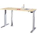 Schäfer Shop Select Schreibtisch ERGO-T, elektrisch höhenverstellbar, Rechteck, T-Fuss, B 1600 x T 800 x H 725-1185 mm, Ahorn/weissaluminium 