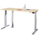 Schäfer Shop Select Schreibtisch ERGO-T, elektrisch höhenverstellbar, Rechteck, T-Fuß, B 1600 x T 800 x H 725-1185 mm, Ahorn/weißaluminium