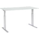 Schäfer Shop Select Schreibtisch ERGO-T, elektrisch höhenverstellbar, Rechteck, T-Fuß, B 1600 x T 800 x H 725-1185 mm, lichtgrau/weißaluminium