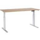 Schäfer Shop Select Schreibtisch ERGO-T, elektrisch höhenverstellbar, Rechteck, T-Fuß, B 1800 x T 800 x H 725-1185 mm, Eiche/weißaluminium