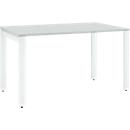 Schäfer Shop Select Schreibtisch LOGIN, 4-Fuß, B 1200 x T 800 x H 740 mm, lichtgrau/verkehrsweiß