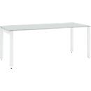 Schäfer Shop Select Schreibtisch LOGIN, 4-Fuß, B 1600 x T 800 x H 740 mm, lichtgrau/verkehrsweiß