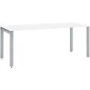 Schäfer Shop Select Schreibtisch LOGIN, 4-Fuß, B 1600 x T 800 x H 740 mm, weiß/weißalu