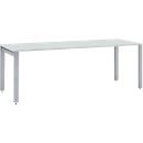 Schäfer Shop Select Schreibtisch LOGIN, 4-Fuß, B 1800 x T 800 x H 740 mm, lichtgrau/weißalu