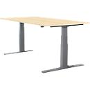 Schäfer Shop Select Schreibtisch LOGIN, elektrisch höhenverstellbar, Rechteck, T-Fuß, B 1600 x T 800 x H 645-1290 mm, Ahorn/weißaluminium 