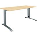 Schäfer Shop Select Schreibtisch LOGIN, manuell höheneinstellbar, C-Fuß, B 1200 x T 800 x H 660-820 mm, Ahorn/basaltgrau