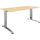Schäfer Shop Select Schreibtisch LOGIN, manuell höheneinstellbar, C-Fuß, B 1200 x T 800 x H 660-820 mm, Ahorn/weißalu