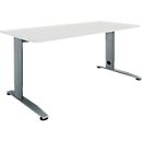 Schäfer Shop Select Schreibtisch LOGIN, manuell höheneinstellbar, C-Fuß, B 1200 x T 800 x H 660-820 mm, lichtgrau/basaltgrau