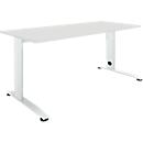 Schäfer Shop Select Schreibtisch LOGIN, manuell höheneinstellbar, C-Fuß, B 1200 x T 800 x H 660-820 mm, lichtgrau/verkehrsweiß