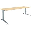 Schäfer Shop Select Schreibtisch LOGIN, manuell höheneinstellbar, C-Fuß, B 1600 x T 800 x H 660-820 mm, Ahorn/basaltgrau