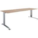 Schäfer Shop Select Schreibtisch LOGIN, manuell höheneinstellbar, C-Fuß, B 1600 x T 800 x H 660-820 mm, Eiche/weißalu