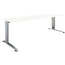 Schäfer Shop Select Schreibtisch LOGIN, manuell höheneinstellbar, C-Fuß, B 1600 x T 800 x H 660-820 mm, weiß/weißalu