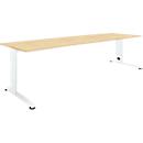 Schäfer Shop Select Schreibtisch LOGIN, manuell höheneinstellbar, C-Fuß, B 1800 x T 800 x H 660-820 mm, Ahorn/verkehrsweiß