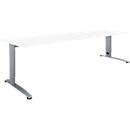 Schäfer Shop Select Schreibtisch LOGIN, manuell höheneinstellbar, C-Fuß, B 1800 x T 800 x H 660-820 mm, weiß/basaltgrau