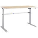 Schäfer Shop Select Schreibtisch Moxxo IQ, elektrisch höhenverstellbar, Rechteck, C-Fuß, B 1600 x T 800 x H 725-1185 mm, Ahorn/weißaluminium