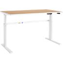 Schäfer Shop Select Schreibtisch Moxxo IQ, elektrisch höhenverstellbar, Rechteck, C-Fuß, B 1600 x T 800 x H 725-1185 mm, Buche/weiß 