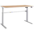 Schäfer Shop Select Schreibtisch Moxxo IQ, elektrisch höhenverstellbar, Rechteck, C-Fuß, B 1600 x T 800 x H 725-1185 mm, Buche/weißaluminium 