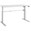 Schäfer Shop Select Schreibtisch Moxxo IQ, elektrisch höhenverstellbar, Rechteck, C-Fuß, B 1600 x T 800 x H 725-1185 mm, lichtgrau/weißaluminium 