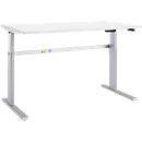 Schäfer Shop Select Schreibtisch Moxxo IQ, elektrisch höhenverstellbar, Rechteck, C-Fuß, B 1800 x T 800 x H 725-1185 mm, weiß/weißaluminium 