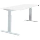 Schäfer Shop Select Schreibtisch NEVADA, elektrisch höhenverstellbar, Rechteck, T-Fuß, B 1600 x T 800 x H 715-1185 mm, weiß/alusilber 