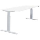 Schäfer Shop Select Schreibtisch NEVADA, elektrisch höhenverstellbar, Rechteck, T-Fuß, B 1800 x T 800 x H 715-1185 mm, weiß/alusilber 
