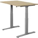 Schäfer Shop Select Schreibtisch SET UP, elektrisch höhenverstellbar, Rechteck, T-Fuß, B 1200 x T 800 x H 645-1290 mm, Eiche/weißaluminium 