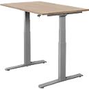 Schäfer Shop Select Schreibtisch SET UP, elektrisch höhenverstellbar, Rechteck, T-Fuß, B 1200 x T 800 x H 645-1290 mm, eiche/weißaluminium