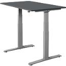 Schäfer Shop Select Schreibtisch SET UP, elektrisch höhenverstellbar, Rechteck, T-Fuß, B 1200 x T 800 x H 645-1290 mm, graphit/weißaluminium 
