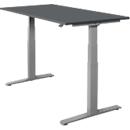 Schäfer Shop Select Schreibtisch SET UP, elektrisch höhenverstellbar, Rechteck, T-Fuß, B 1600 x T 800 x H 645-1290 mm, graphit/weißaluminium 