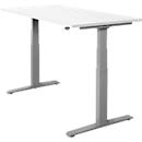 Schäfer Shop Select Schreibtisch SET UP, elektrisch höhenverstellbar, Rechteck, T-Fuß, B 1600 x T 800 x H 645-1290 mm, weiß/weißaluminium