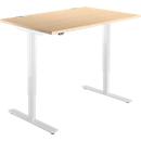 Schäfer Shop Select Schreibtisch Start Off, elektrisch höhenverstellbar, Rechteck, T-Fuß, B 1200 x T 800 x H 755-1255 mm, Ahorn/weiß 