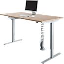 Schäfer Shop Select Schreibtisch Start Off, elektrisch höhenverstellbar, Rechteck, T-Fuß, B 1600 mm, Eiche-Dekor/weißalu + Schublade & Kabelspirale