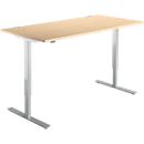 Schäfer Shop Select Schreibtisch Start Off, elektrisch höhenverstellbar, Rechteck, T-Fuß, B 1600 x T 800 x H 755-1255 mm, Ahorn/weißaluminium 